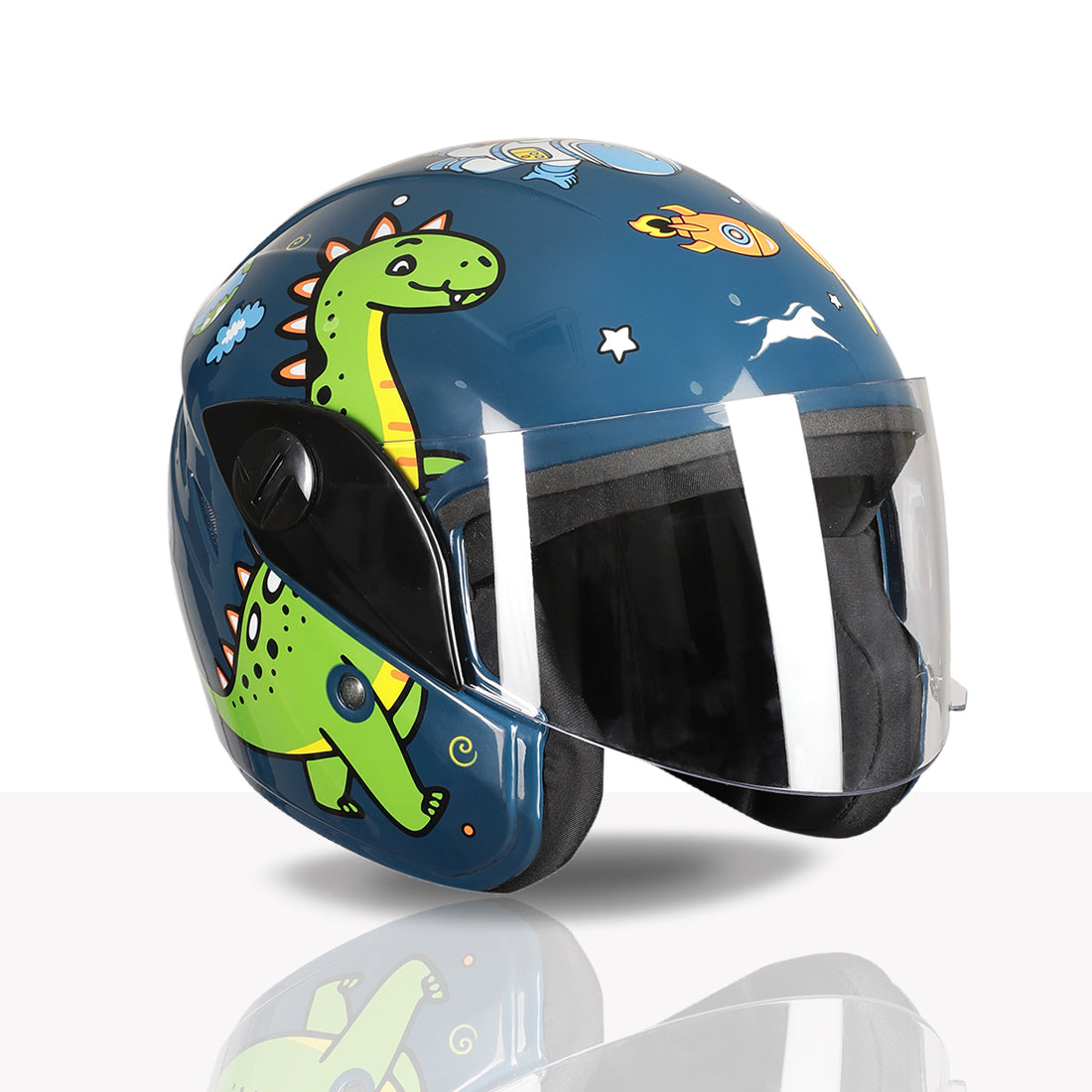 TVS Moto Jr. Kids Helmet |Fun Glow in the Dark Graphics | Lightweight ISI Certified ABS Shell| Removable Cheek Pads | Ideal Kids Bike Helmet for Cycle Scooter Daily Ride Comfort & Protection
